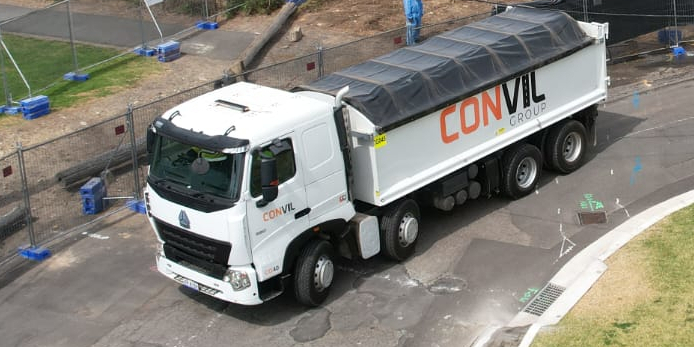 Image shows a large Convil Group work truck