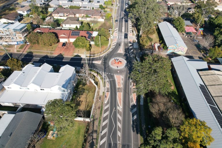 Image shows an ariel view of Grose Vale Road, constructed by Convil Group