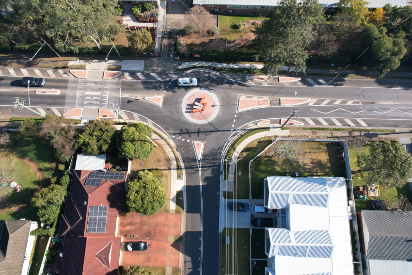 Image shows grose vale road roundabout constructed by Convil Group